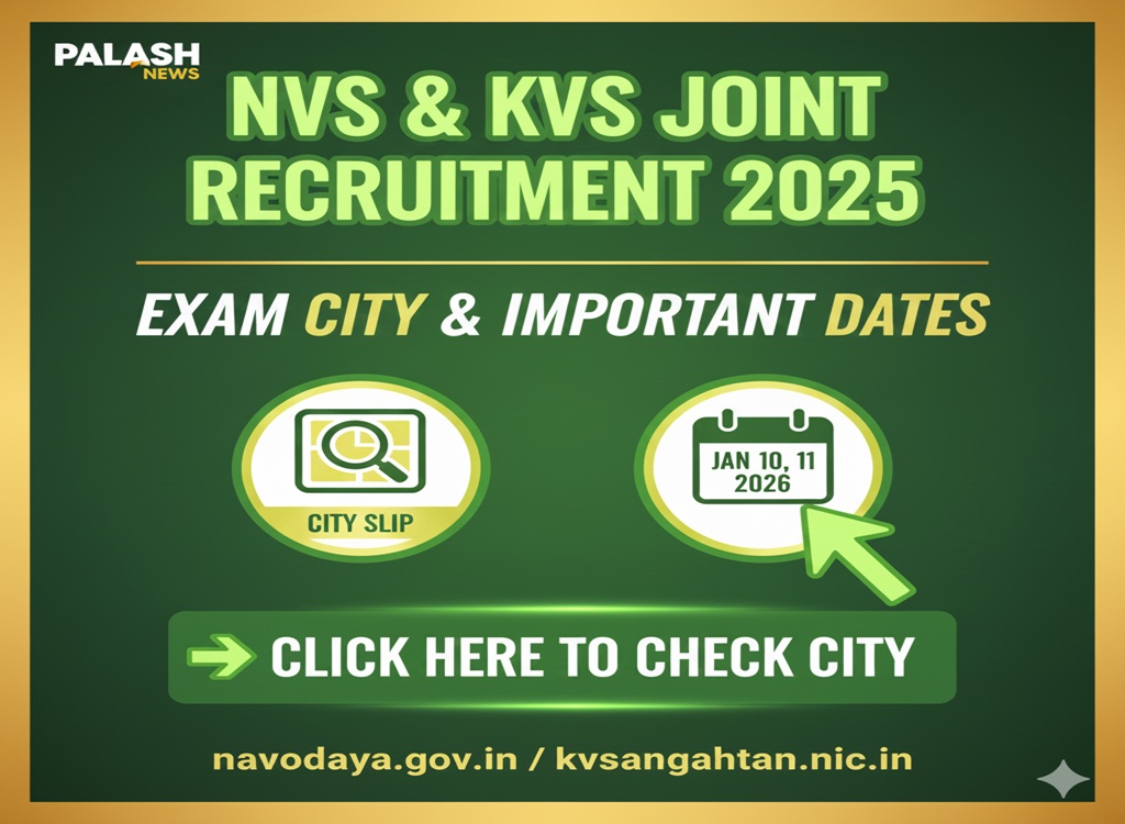 NVS & KVS Joint Recruitment Drive 2025 check examination city