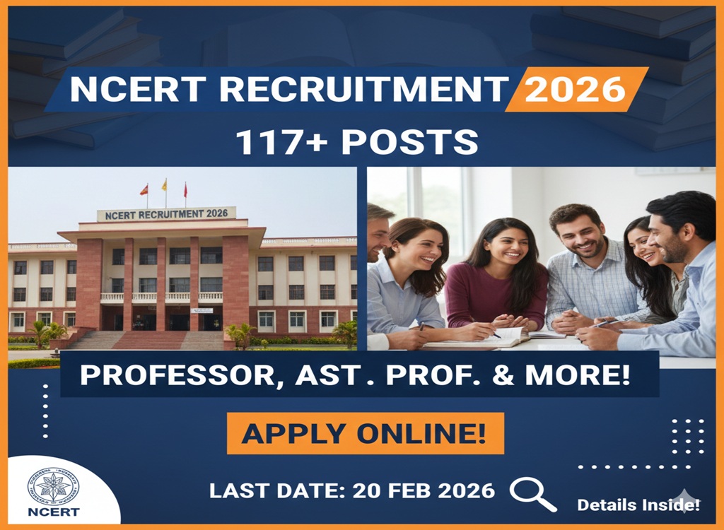 NCERT भर्ती 2026: प्रोफेसर, एसोसिएट और असिस्टेंट प्रोफेसर के 117 पदों पर अवसर