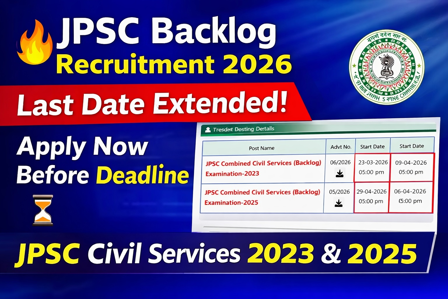 JPSC Combined Civil Services (Backlog) Exam 2026