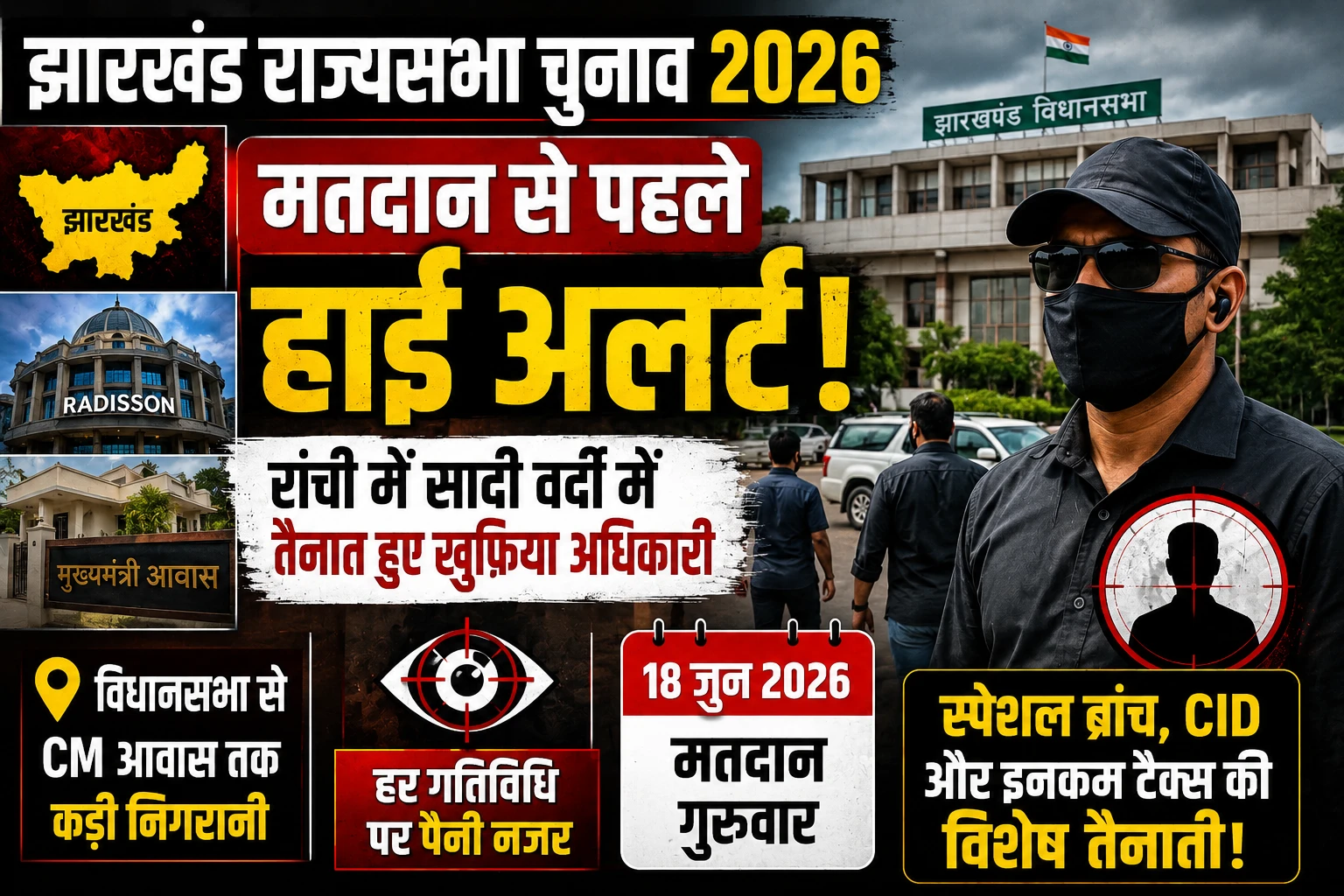 Jharkhand Rajya Sabha Election 2026: मतदान से पहले हाई अलर्ट, रांची में सादी वर्दी में तैनात हुए खुफिया अधिकारी