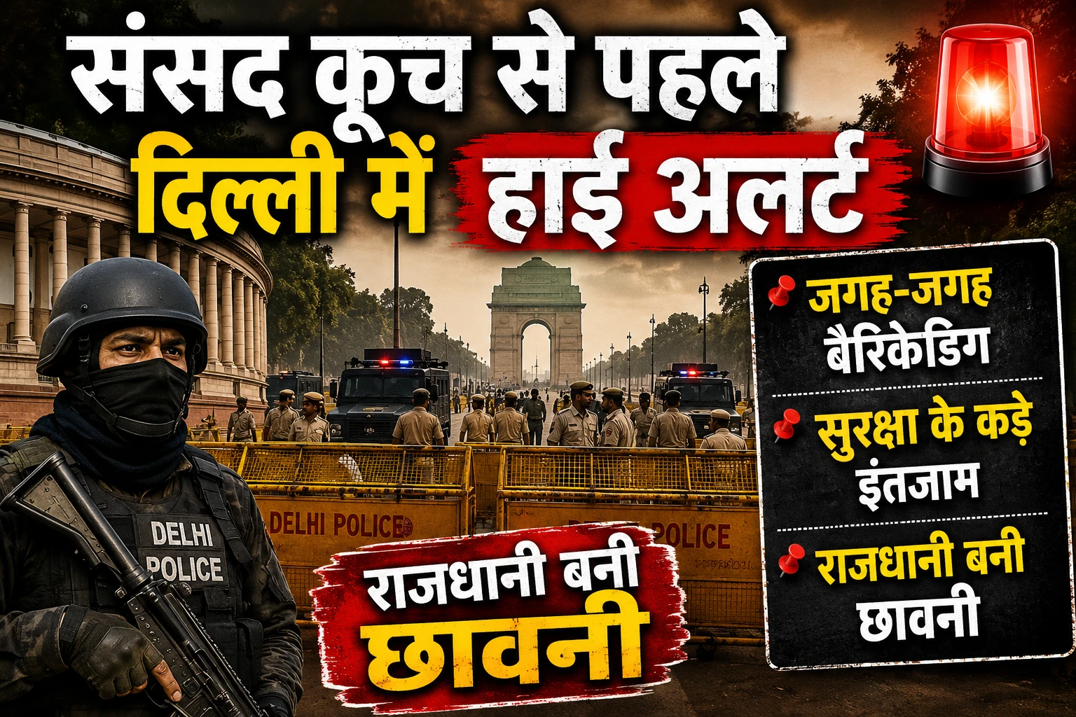 संसद कूच से पहले दिल्ली में हाई अलर्ट, जगह-जगह बैरिकेडिंग, राजधानी बनी छावनी