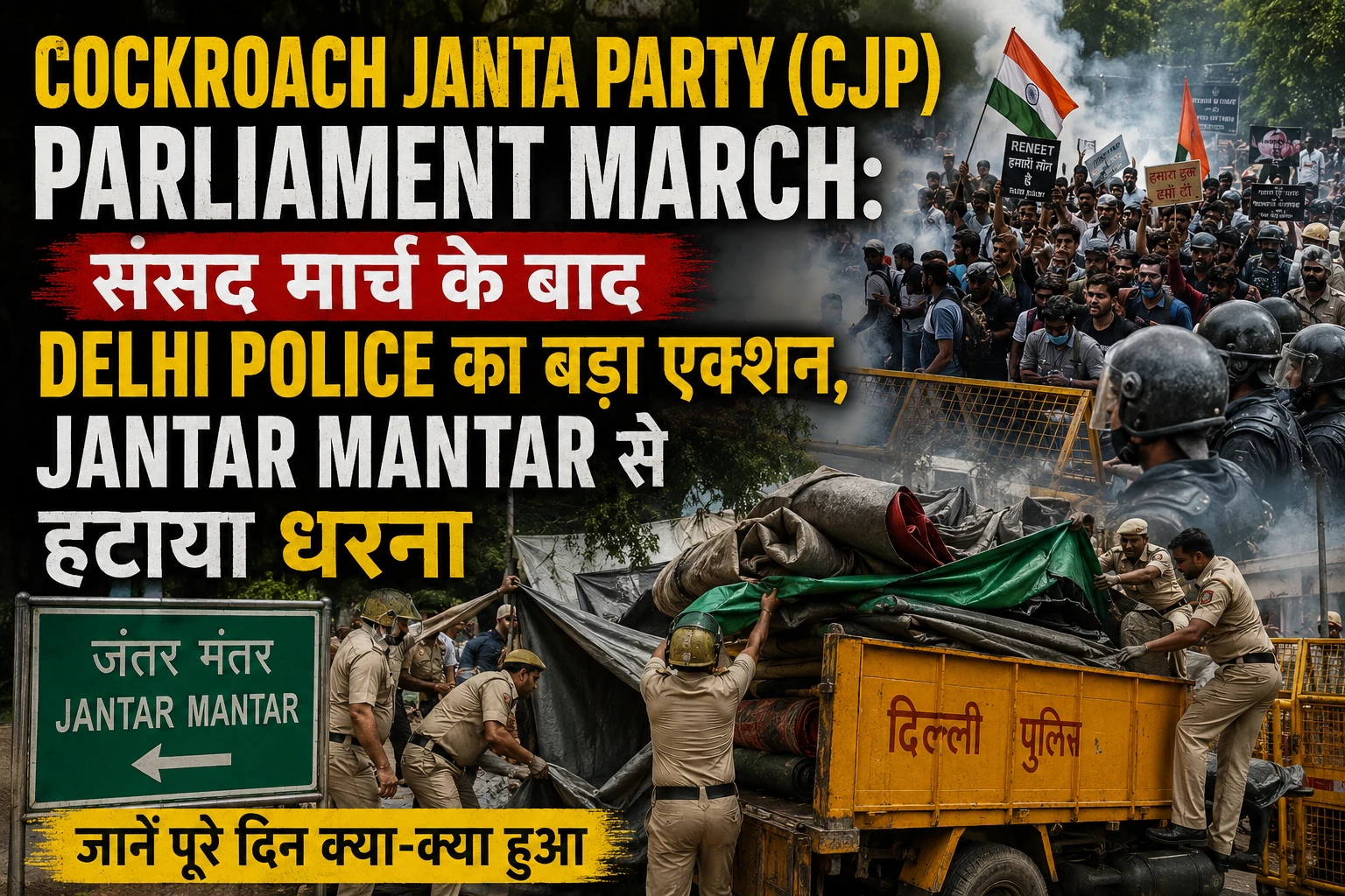 Cockroach Janta Party (CJP) Parliament March: संसद मार्च के बाद Delhi Police का बड़ा एक्शन, Jantar Mantar से हटाया धरना, जानें पूरे दिन क्या-क्या हुआ