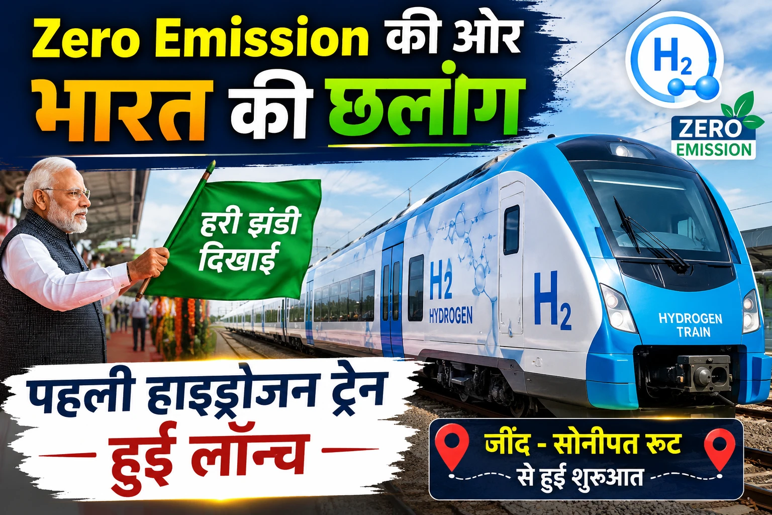 Zero Emission की ओर भारत की छलांग, पहली हाइड्रोजन ट्रेन हुई लॉन्च